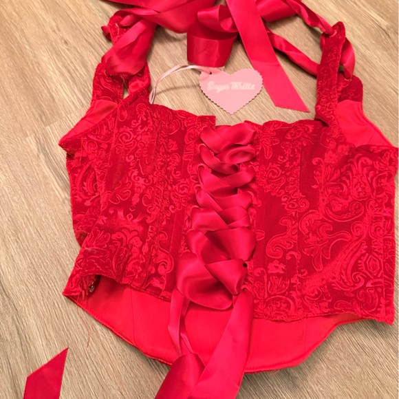 Sugar Thrillz Scarlet Satin Corset - Picture 5 of 5